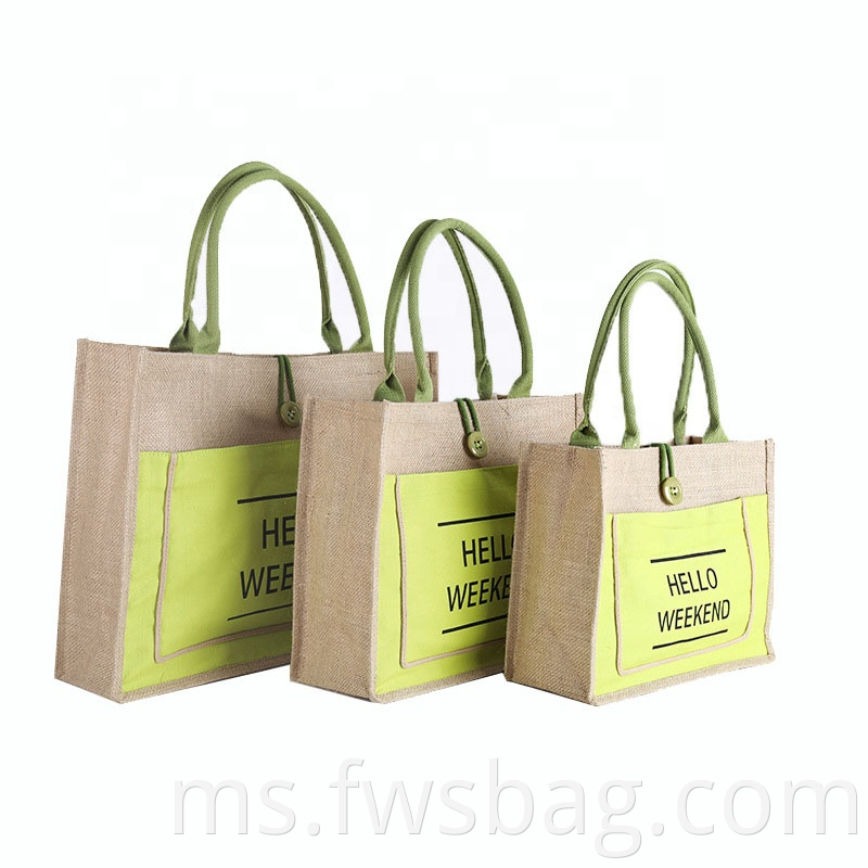 Durable Big Jute Embroidered Bag For Beach With Customized Logo4